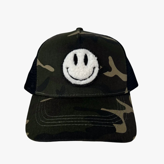 Fuzzy Smiley Face Trucker Hat