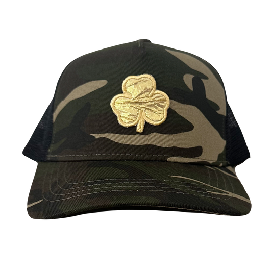 Gold Shamrock Camo Trucker Hat