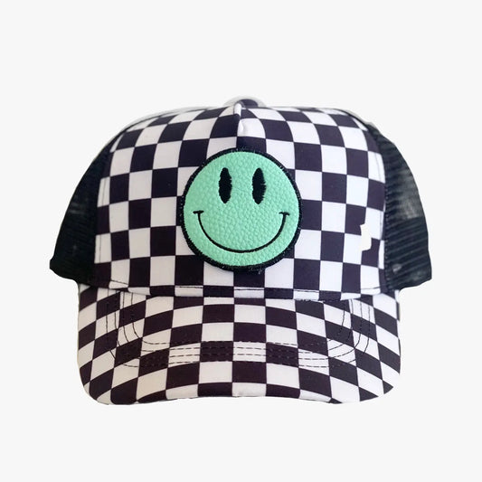 Smiley Face Checkered Hat